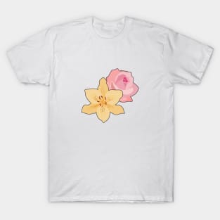 Pink Rose & Day Lily T-Shirt